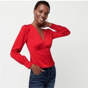 J. Crew V-Neck button-front satin blouse